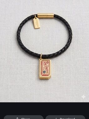 Coach Braided Leather Bracelet with Cracker Jack Charm